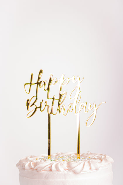 Goldener Tortenaufsatz 'Happy Birthday' – Pailletten-Deko Für Kuchen & Feiern, 15,5x13 Cm