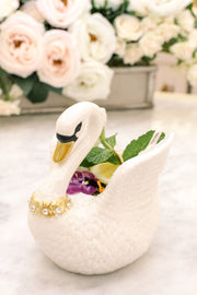 Gwendolyn's Romantic Garden Porcelain Swan Cup & Bowl