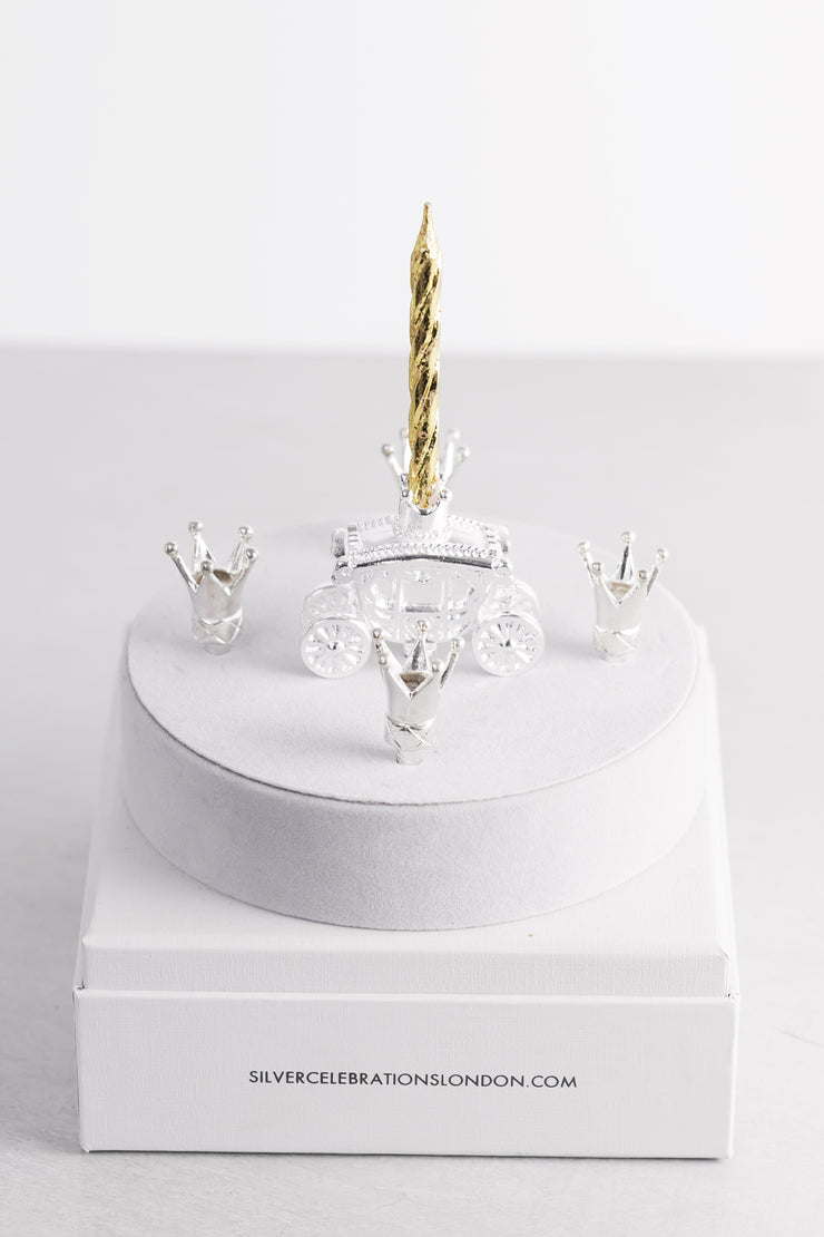 Silver Celebration Candle Holders Princess Carriage Collection