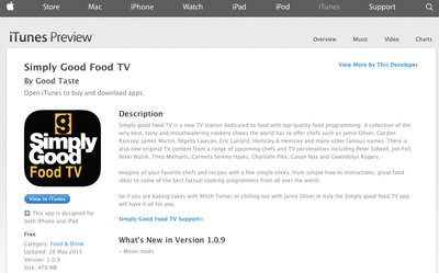Simply Good Food TV Now Available at the App Store.