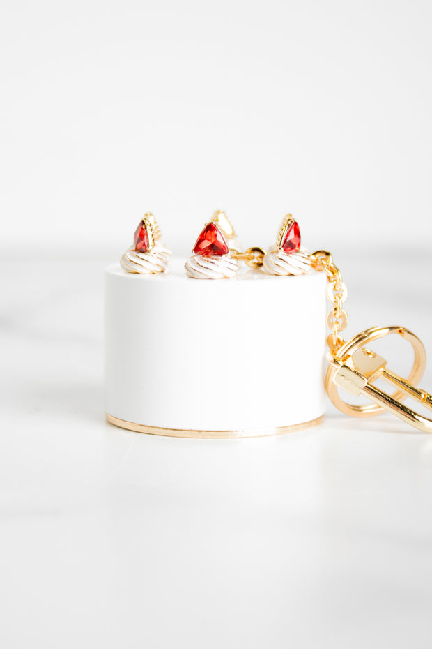 Raspberry Champagne Cake Keychain