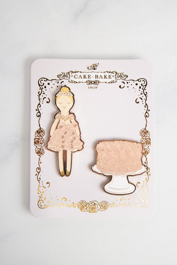 Cake BakeShop Pins-Rosette & Her Red Velvet Cake Collectors Pin Set