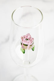 Pink Rose Champagne Flute