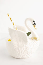 Gwendolyn's Romantic Gold Garden Porcelain Swan Cup & Bowl