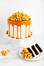 Gluten-Free Caramel Chocolate Popcorn Cake