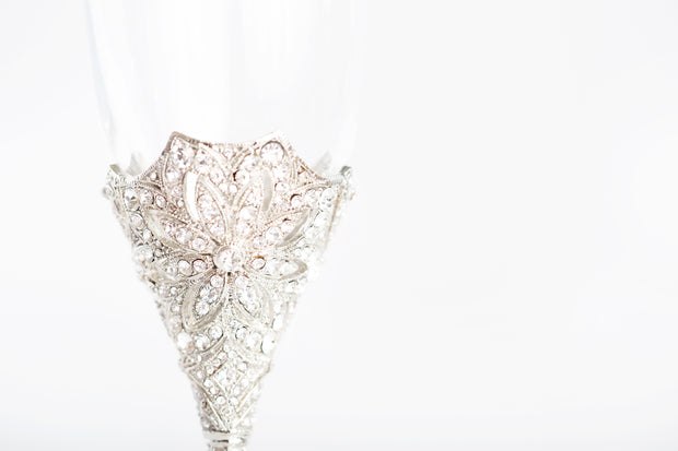 The Cake Bake Shop's Silver Wedding Champagne Flute Set