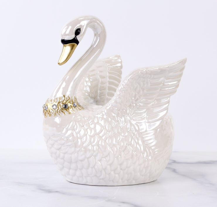 Gwendolyn's Romantic Garden Porcelain Swan Cup & Bowl