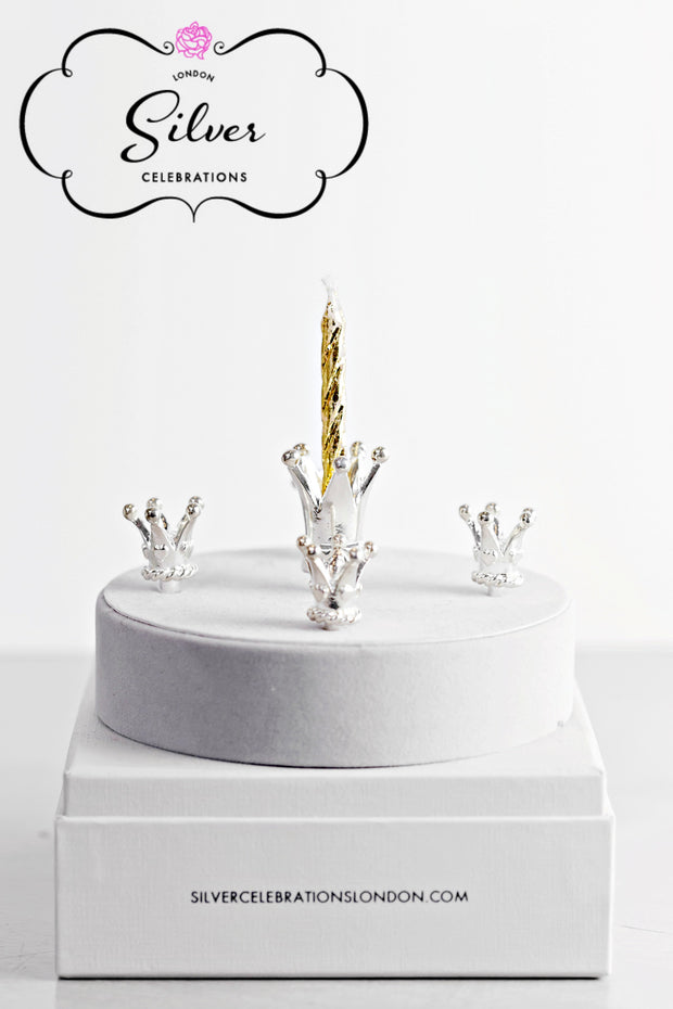 Silver Celebration Candle Holders Crown Collection