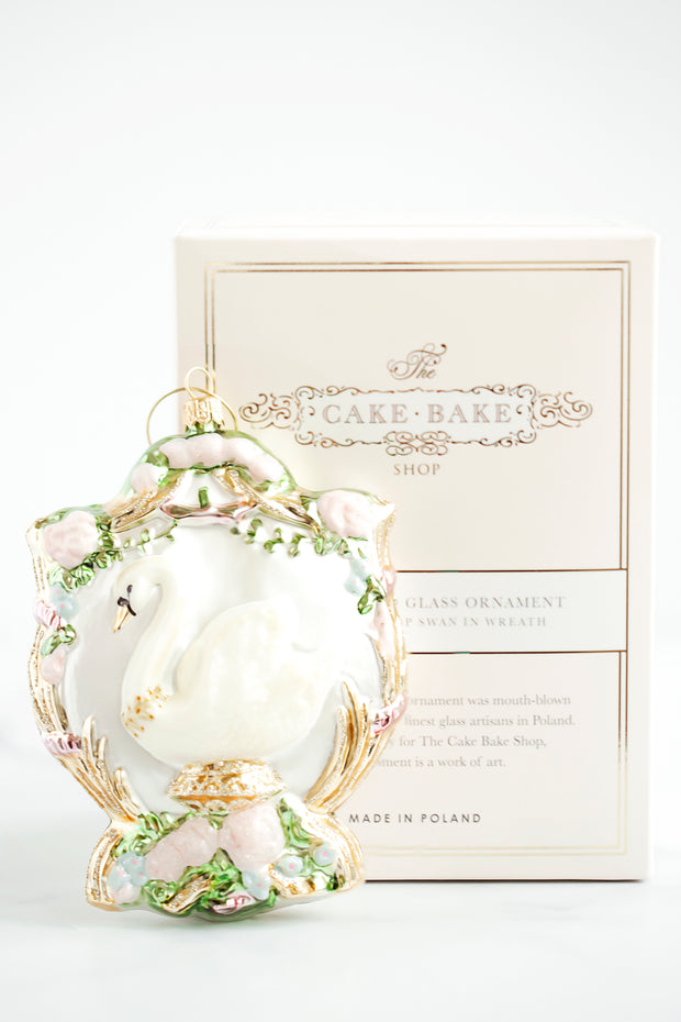 Cake Bake Shop Swan in Wreath Ornament